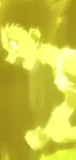 Anime character in dynamic yellow energetic glow scene.