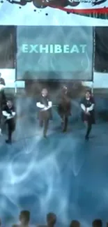 Energetic dance performance with smokey stage effect.