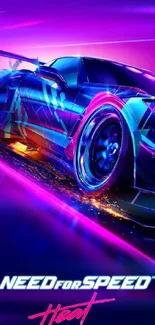 Vibrant neon racing car from Need for Speed Heat.