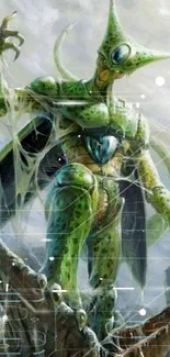 Epic green alien creature artwork with dynamic design in sci-fi fantasy style.