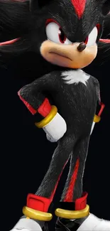 Dynamic animated character with black fur and red accents on mobile wallpaper.