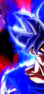 Anime characters in epic blue and red battle.