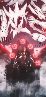 Epic anime wallpaper featuring a fierce beast and heroic character.