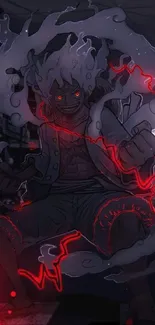 Anime character with dark aura and glowing red energy wallpaper.