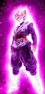 Anime character with purple cosmic glow and dynamic design.