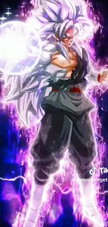 Anime character with cosmic purple energy aura.