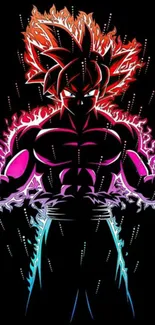 Bold anime character with vibrant aura against a black background.