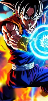 Vibrant anime character unleashing energy blast in dynamic illustration.