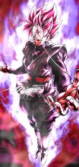 Anime character with vibrant purple and red energy in dynamic wallpaper.