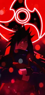 Epic anime character with red glowing background.