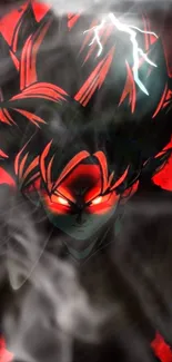 Epic anime character with a fiery red background, electrifying energy.