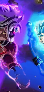 Epic anime battle wallpaper featuring two powerful characters clashing.