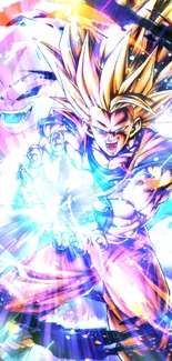 Anime character unleashing powerful energy blast in vibrant colors.