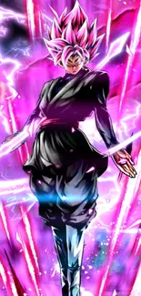 Anime character with pink energy bursts in dramatic pose.