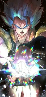 Anime character unleashing vibrant energy in a dynamic artwork.