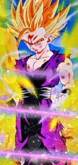 Super Saiyan anime character with vibrant energy aura.