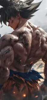 Epic anime warrior with muscular build