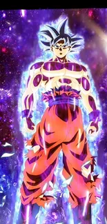 Vibrant anime warrior in dynamic pose with glowing energy background.