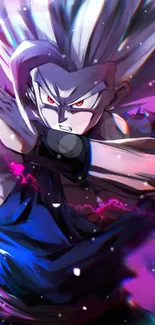 Anime warrior with vibrant colors in an intense action pose.