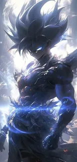 Epic anime warrior with glowing aura and dynamic pose.