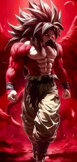 Epic anime warrior with red wings.