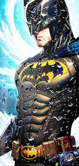 Epic Batman wallpaper with dynamic comic art and bold colors for mobile.