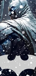 Epic Batman winter wallpaper with snowflakes.