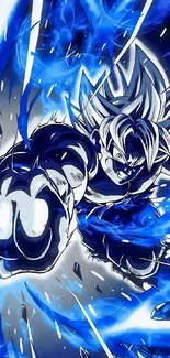 Super Saiyan character with blue energy aura.