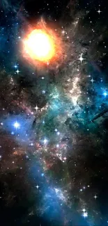 Stunning cosmic space wallpaper with stars and nebulae for mobile devices.