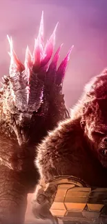 Epic creature showdown in fantasy art wallpaper