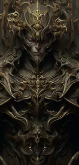 Epic dark fantasy mobile wallpaper featuring intricate and mythical armor design.