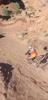 Cyclist on desert terrain, capturing adventure and thrill.