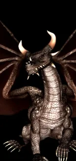 Majestic dragon on a black background wallpaper.