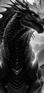 Epic black dragon fantasy mobile wallpaper.