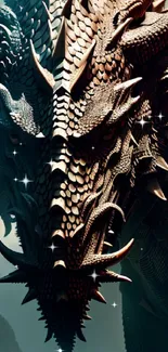 Epic dragon art with detailed scales on mobile wallpaper.