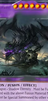 Epic dragon fantasy mobile phone wallpaper with purple hues and mystical ambiance.