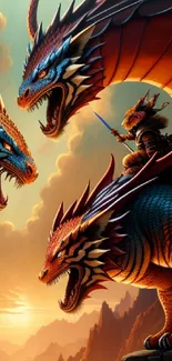 Epic dragon fantasy wallpaper featuring vibrant colors and mythical creatures.