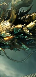 Epic dragon art wallpaper with mystical vibes.