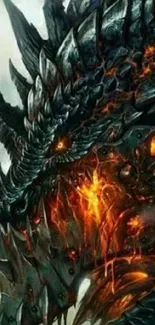 A breathtaking dark dragon with fiery accents creating an epic fantasy wallpaper.