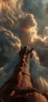 A dragon's view of soaring through dramatic clouds.