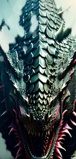 High-definition wallpaper of a fierce dragon with detailed scales.