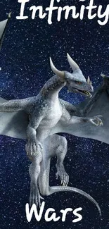 Majestic dragon in space with starry galaxy backdrop.