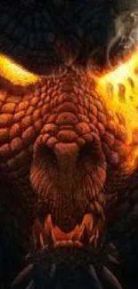 Epic dragon wallpaper with fiery eyes and scales, showcasing intense detail.