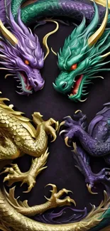 Two dragons clashing in an epic fantasy scene.