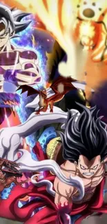 Epic anime battle featuring dragons and characters with vibrant energy effects.