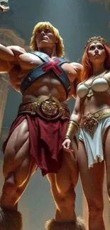 Epic fantasy warriors in majestic poses.