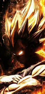 Epic anime character with fiery aura wallpaper