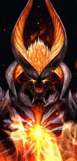 Epic fiery demon illustration with flames.