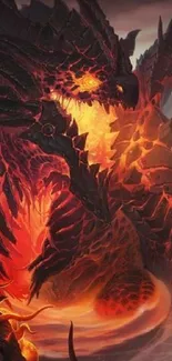 Epic fiery dragon in a captivating fantasy setting.