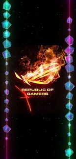 Republic of Gamers logo with flame effect on black background.